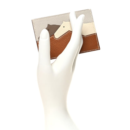 Hermes Barenia Faubourg Epsom Evercolor Les Petits Chevaux Card Holder Fauve Craie Beige De Weimar 2 of 8