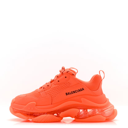 Balenciaga Fabric Mesh Clear Sole Fluo Womens Triple S Sneakers 37 Fluo Orange 1 of 10
