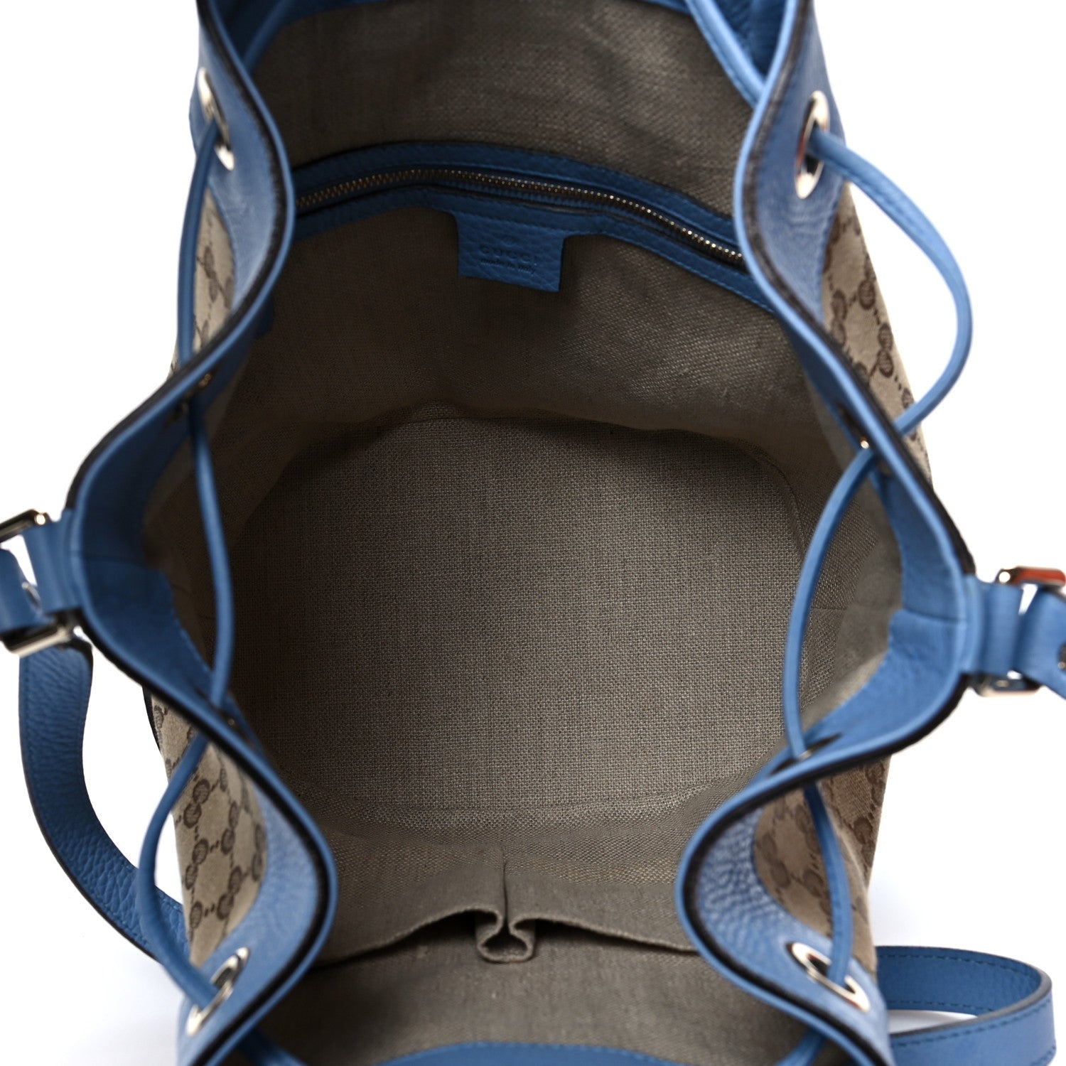 Gucci GG Monogram Calfskin Bucket Bag Blue 7 of 14