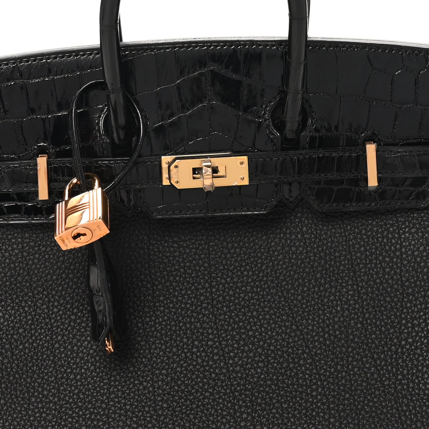 Hermes Togo Shiny Niloticus Crocodile Birkin Touch 25 Black 8 of 11