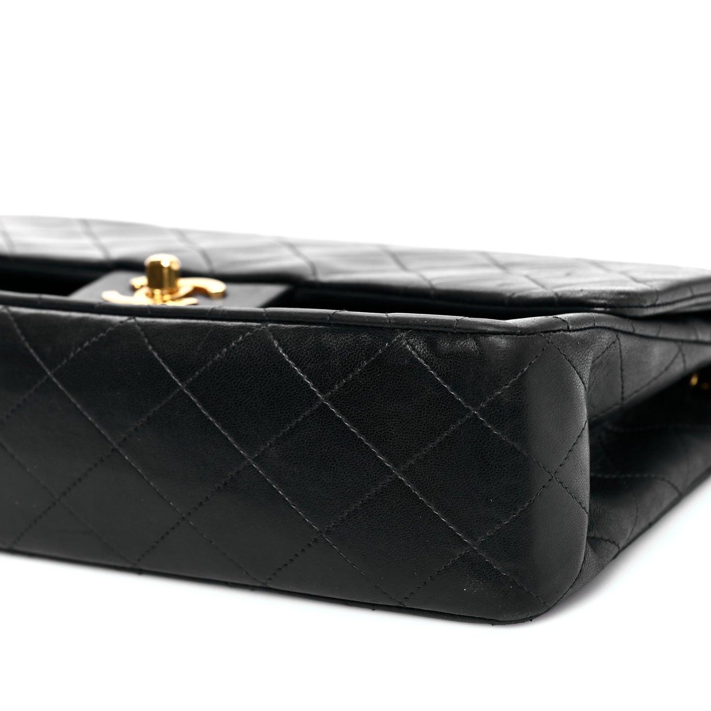 Lambskin Quilted Medium Double Flap Black