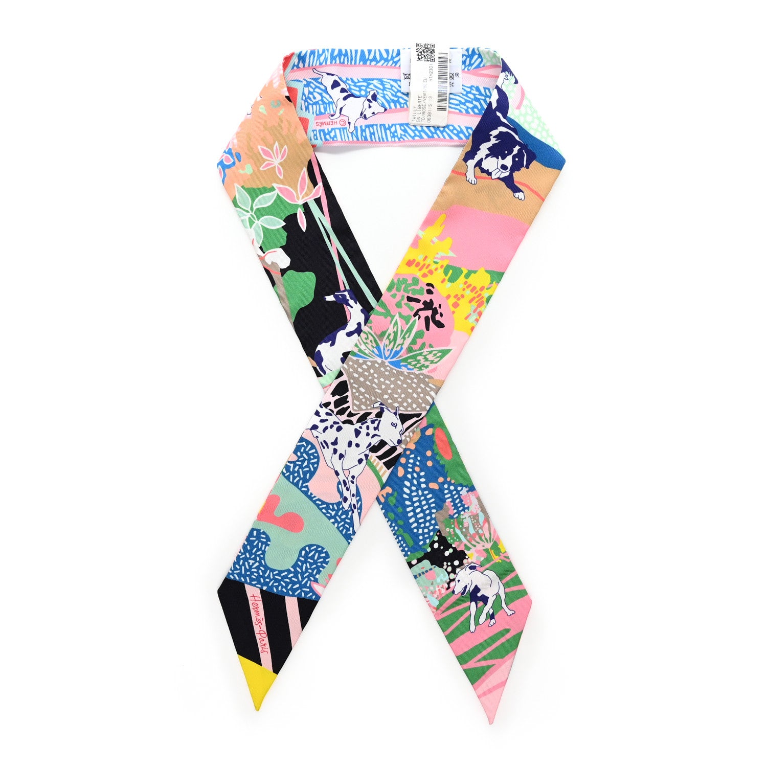 Hermes Silk En Liberte Twilly Rose Vert Bleu 1 of 4