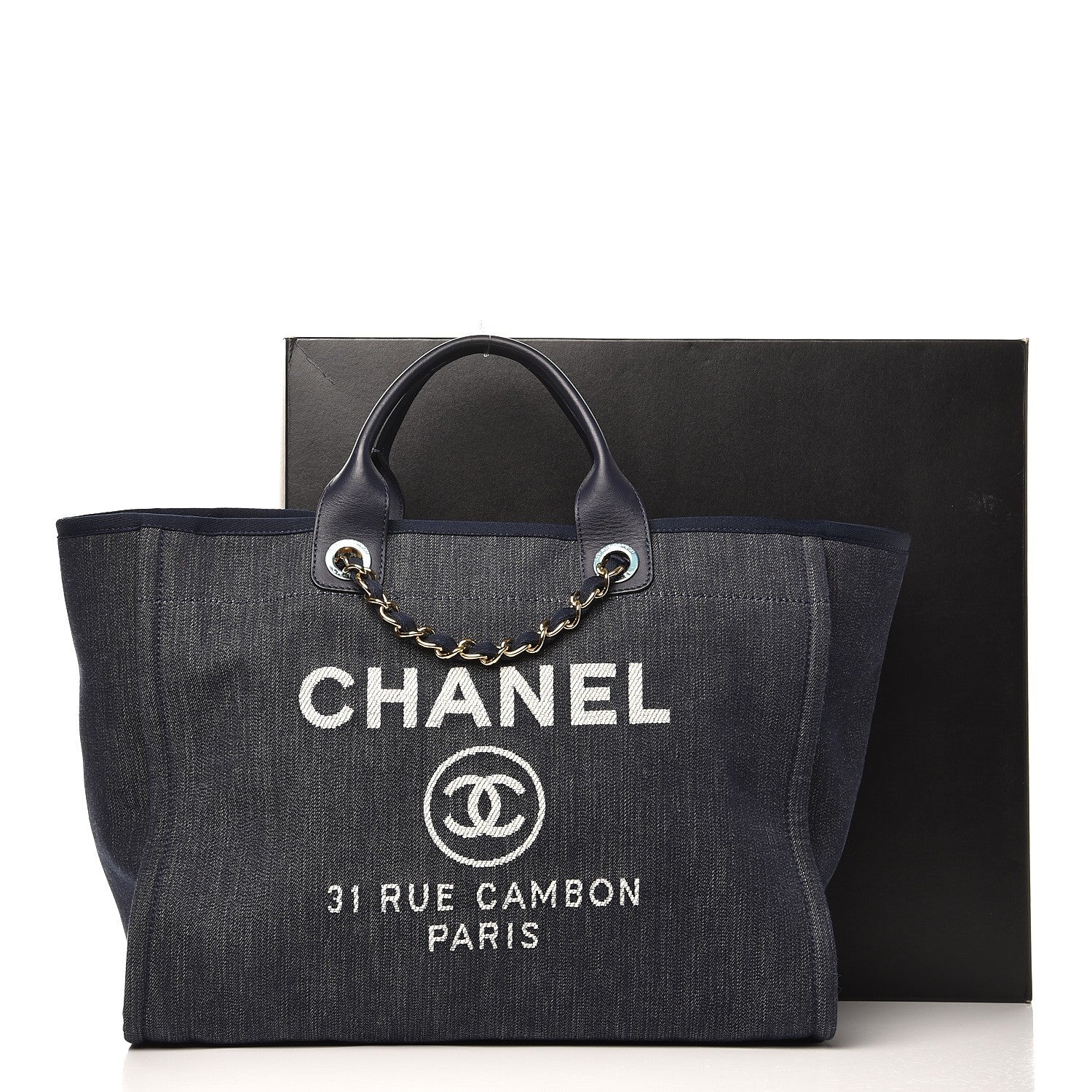 Chanel Canvas Large Deauville Tote Dark Blue 10 of 10