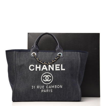 Chanel Canvas Large Deauville Tote Dark Blue 10 of 10