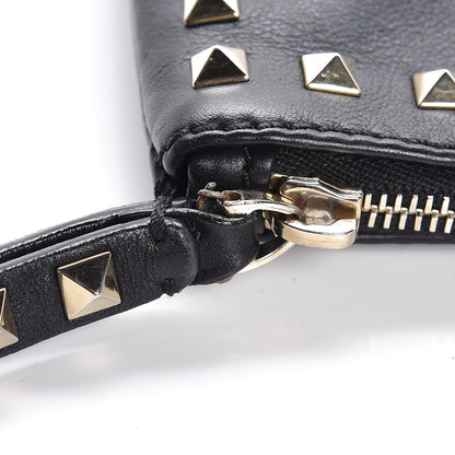 Valentino Garavani Vitello Large Rockstud Zip Wristlet Pouch Black 8 of 9