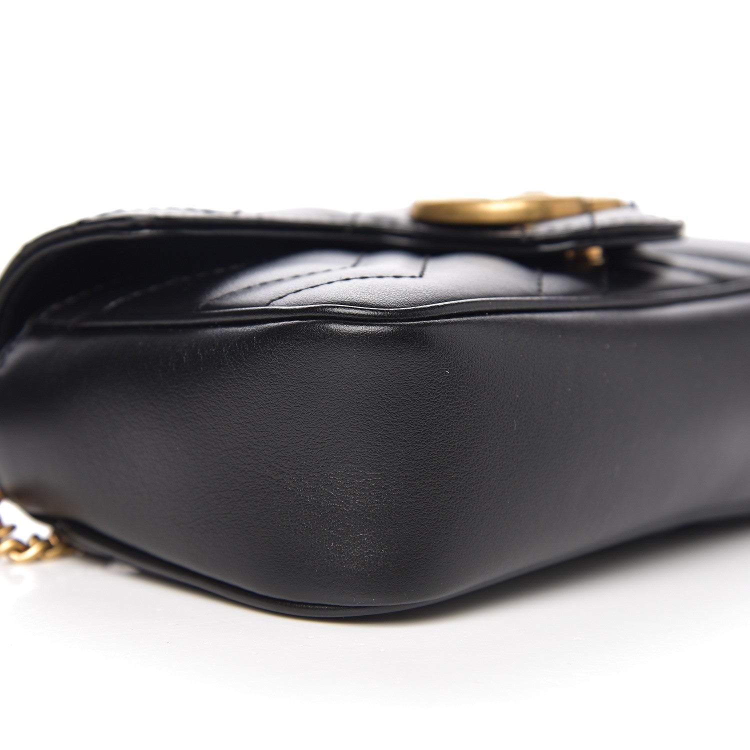 Gucci Calfskin Matelasse Super Mini GG Marmont Shoulder Bag Black 7 of 10