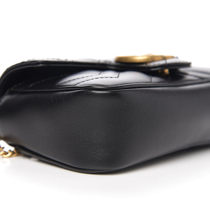 Gucci Calfskin Matelasse Super Mini GG Marmont Shoulder Bag Black 7 of 10