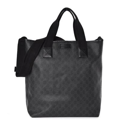 Gucci GG Supreme Monogram Web Handle Vertical Tote Black Grey 1 of 12