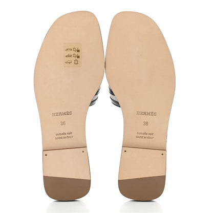 Hermes Calfskin Canvas Oran Sandals 36 Black 5 of 8