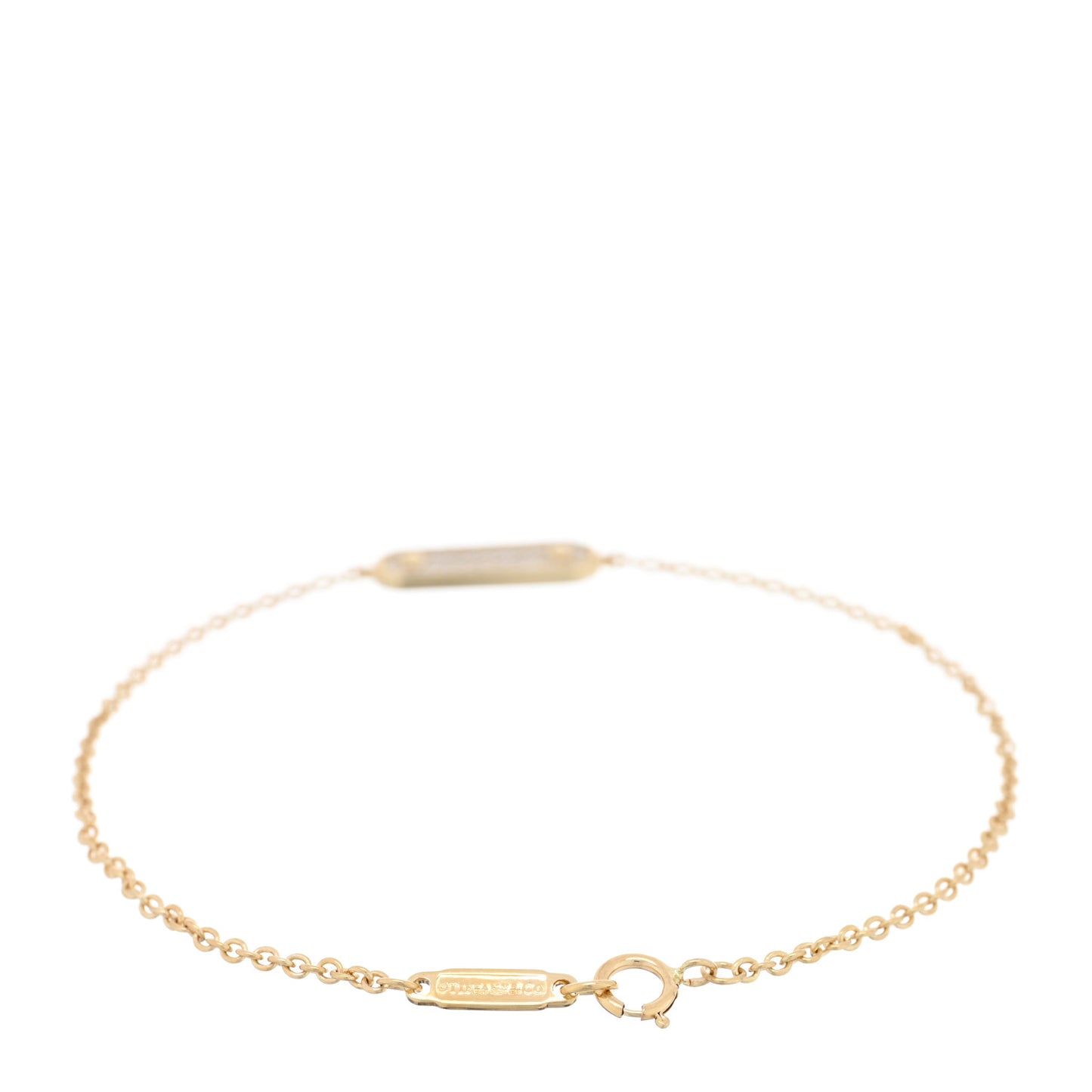 18K Yellow Gold Diamond Tag Chain Bracelet