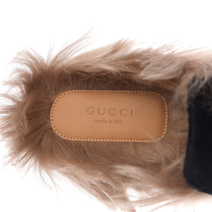 Gucci Velvet Fur Womens Princetown Slippers 39 Black 5 of 8