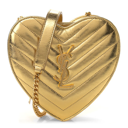 Saint Laurent Metallic Calfskin Matelasse Chevron Monogram Small Love Heart Chain Bag Gold 1 of 10