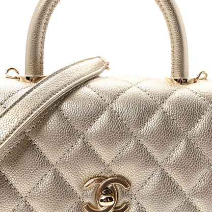 Chanel Metallic Aged Calfskin Quilted Mini Coco Handle Flap Gold 8 of 11