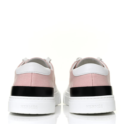 Hermes Canvas Calfskin Deep Sneakers 38 Framboise White 4 of 9