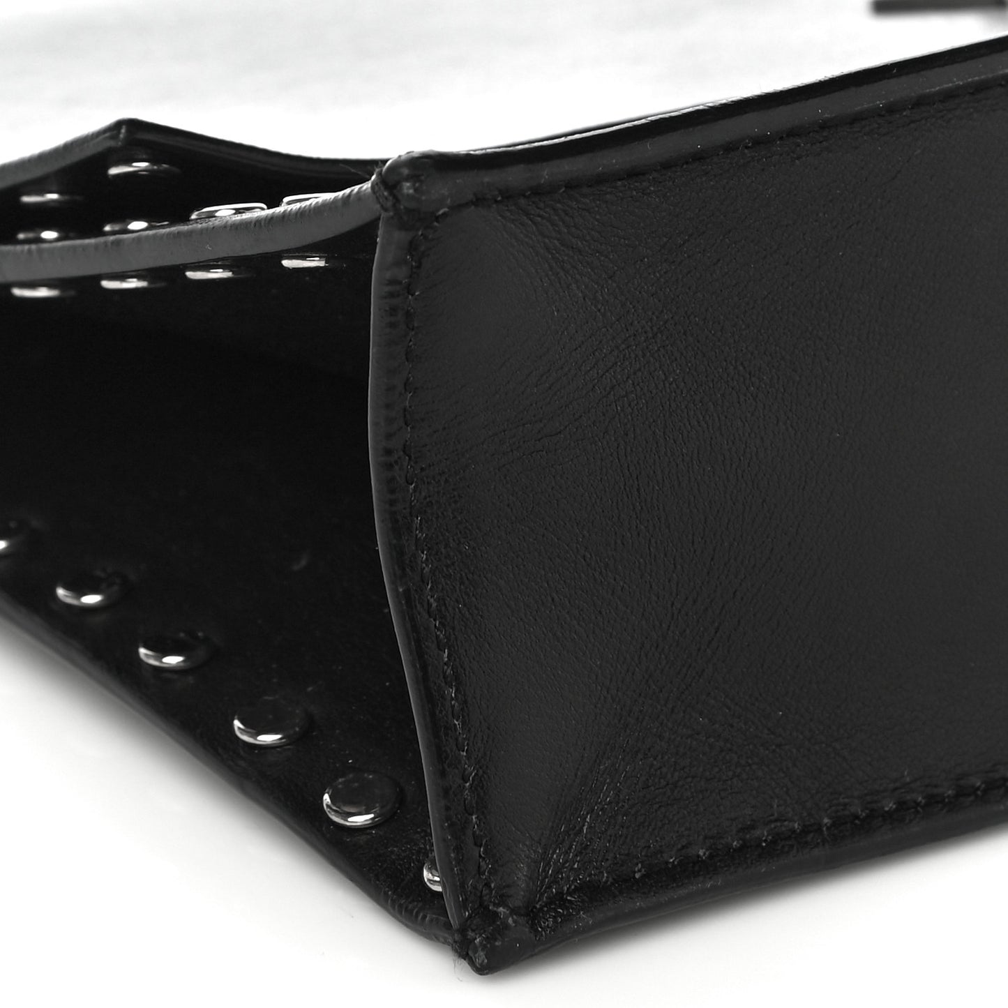 Calfskin Studded Small Lunch Bag Black