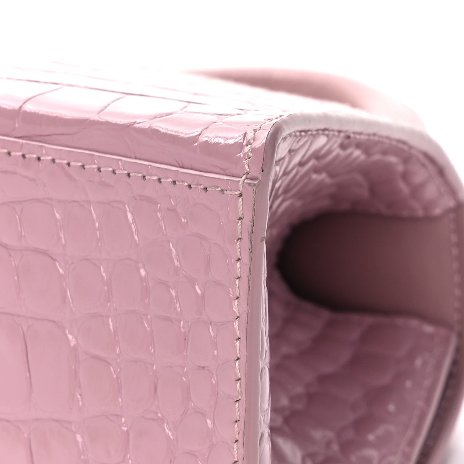 Balenciaga Shiny Calfskin Crocodile Embossed Small Hourglass Top Handle Bag Powder Pink 12 of 16