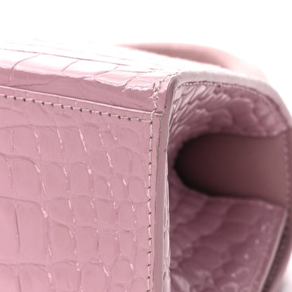 Balenciaga Shiny Calfskin Crocodile Embossed Small Hourglass Top Handle Bag Powder Pink 12 of 16