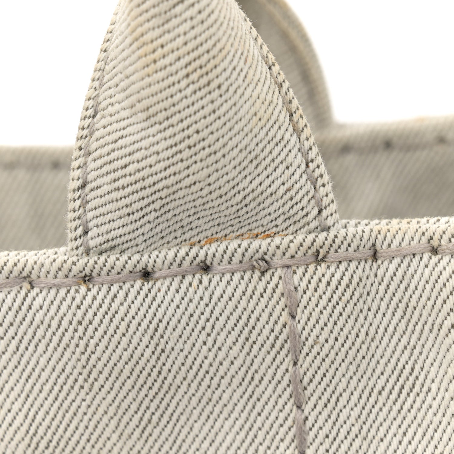 Prada Denim Small Logo Tote Bianco 11 of 12