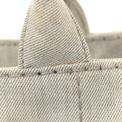 Prada Denim Small Logo Tote Bianco 11 of 12