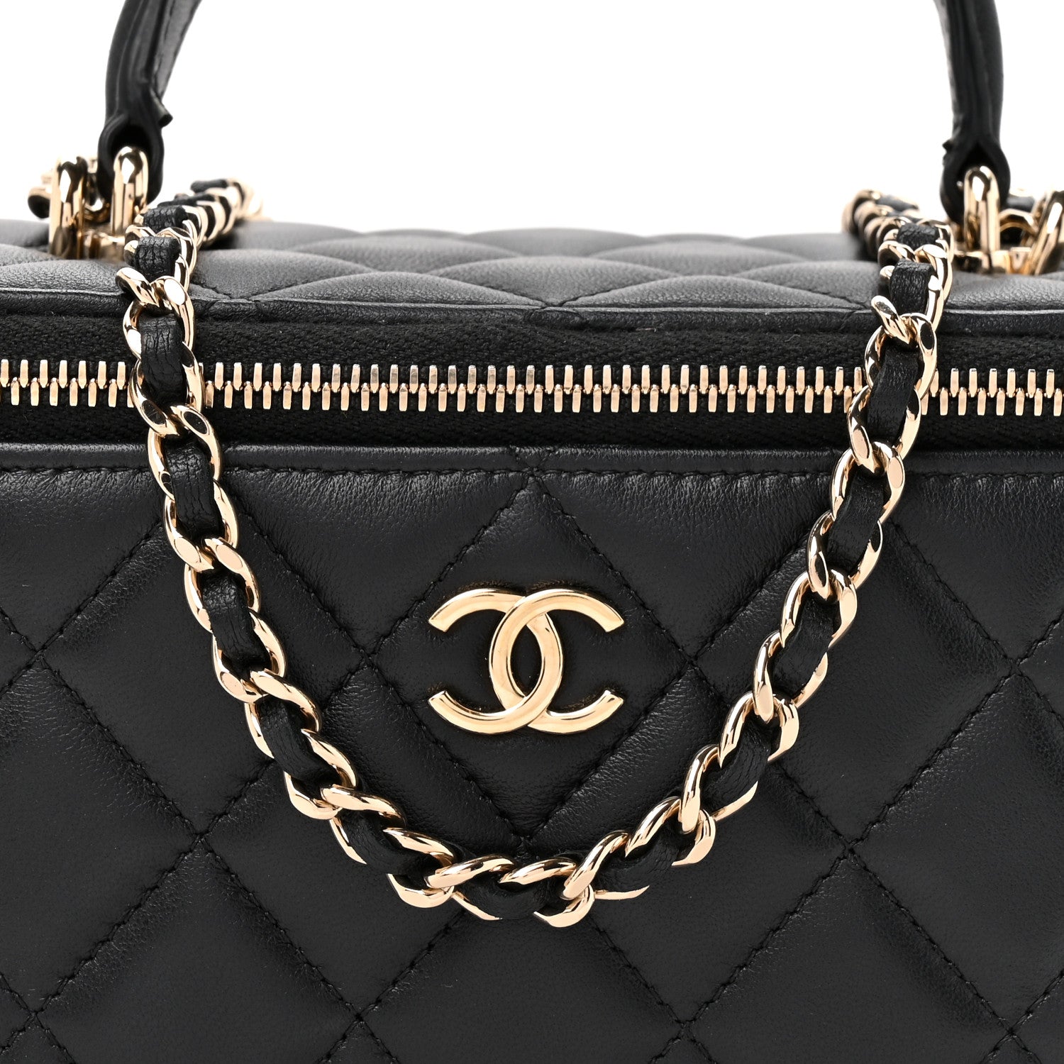 Chanel Lambskin Quilted Small Top Handle Vanity Case With Chain Black 8 of 11
