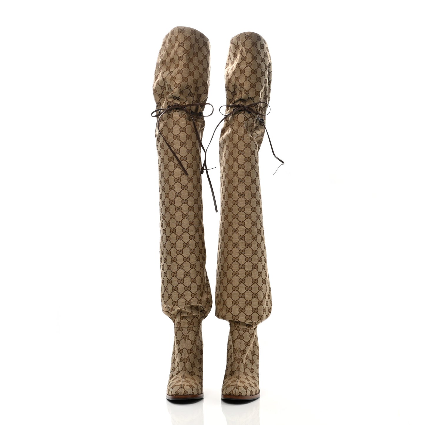 Monogram Over the Knee Boots 38.5 Beige Ebony
