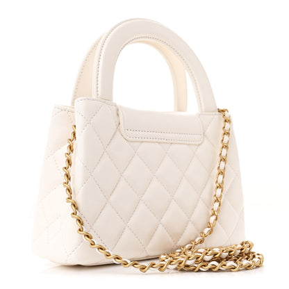 Chanel Shiny Aged Calfskin Quilted Nano Kelly Shopper White 3 of 11