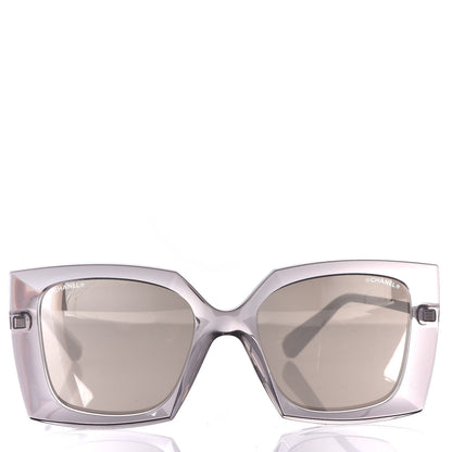 Chanel 18K White Gold Mirror Square Sunglasses 6051 Gray 3 of 9