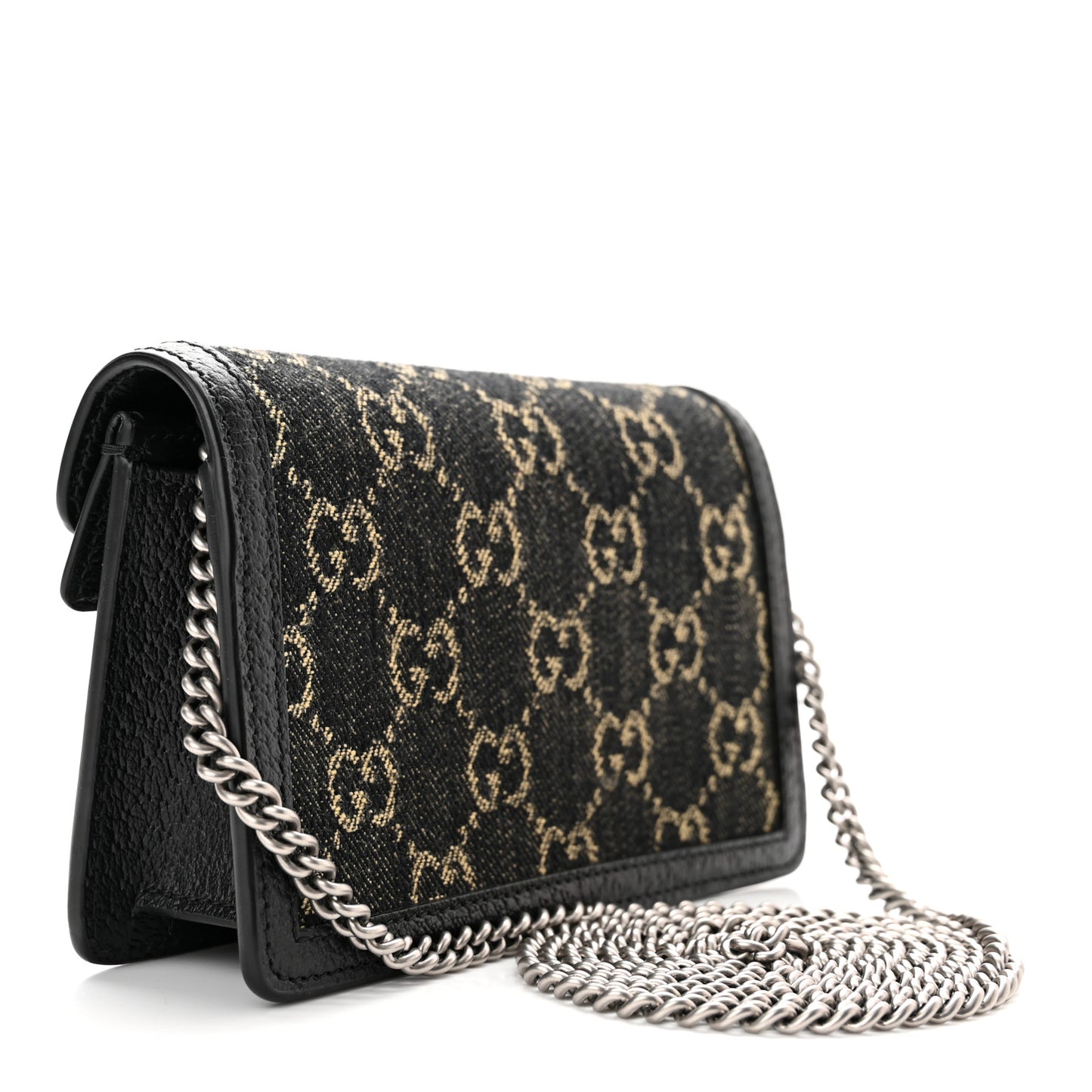 Jacquard Black Denim GG Monogram Super Mini Dionysus Shoulder Bag Black Ivory