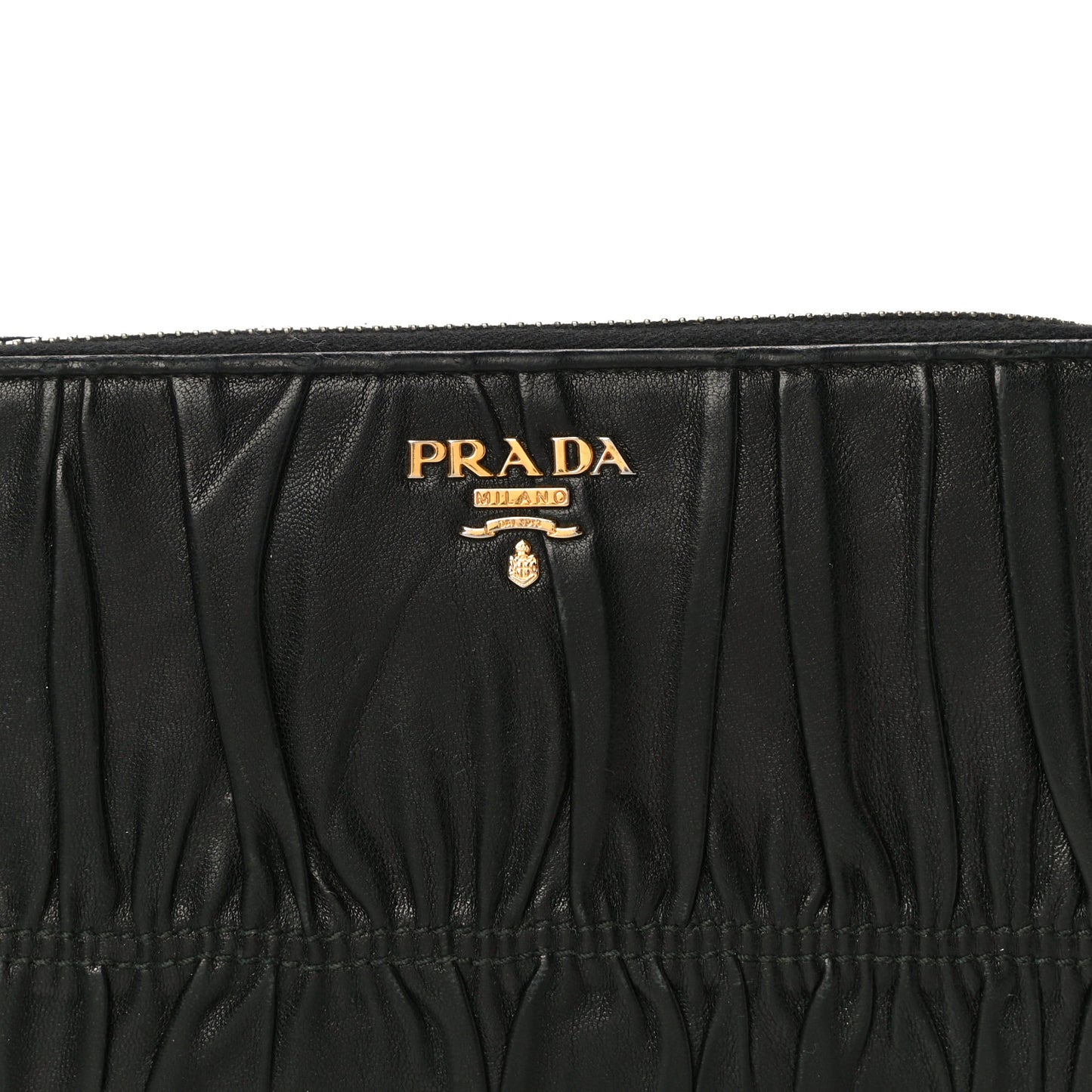 Nappa Gaufre Zip Around Wallet Black