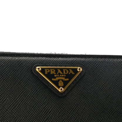 Prada Saffiano Metal Large Zip Around Travel Wallet Black 11 of 12