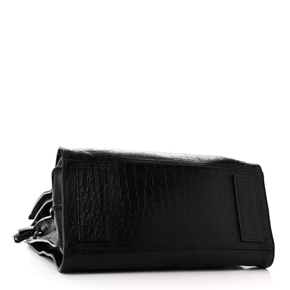Saint Laurent SAINT LAURENT Calfskin Crocodile Embossed Large Souple Sac De Jour Black 5 of 10