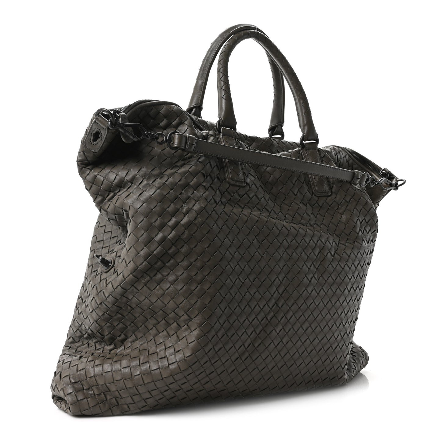 Nappa Intrecciato Maxi Convertible Tote Grey