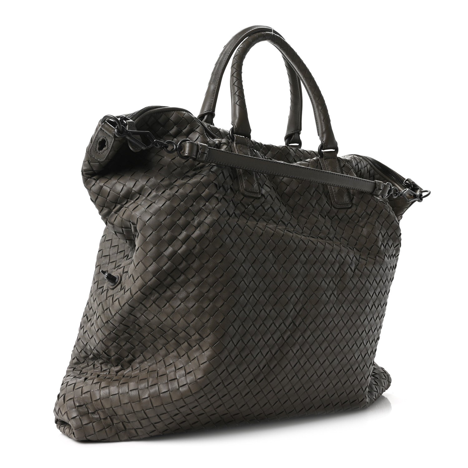 Bottega Veneta Nappa Intrecciato Maxi Convertible Tote Grey 3 of 9