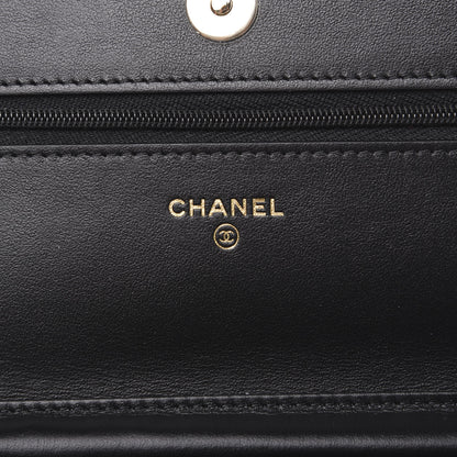 Chanel Tweed Quilted Wallet On Chain WOC Black Ecru White 7 of 10