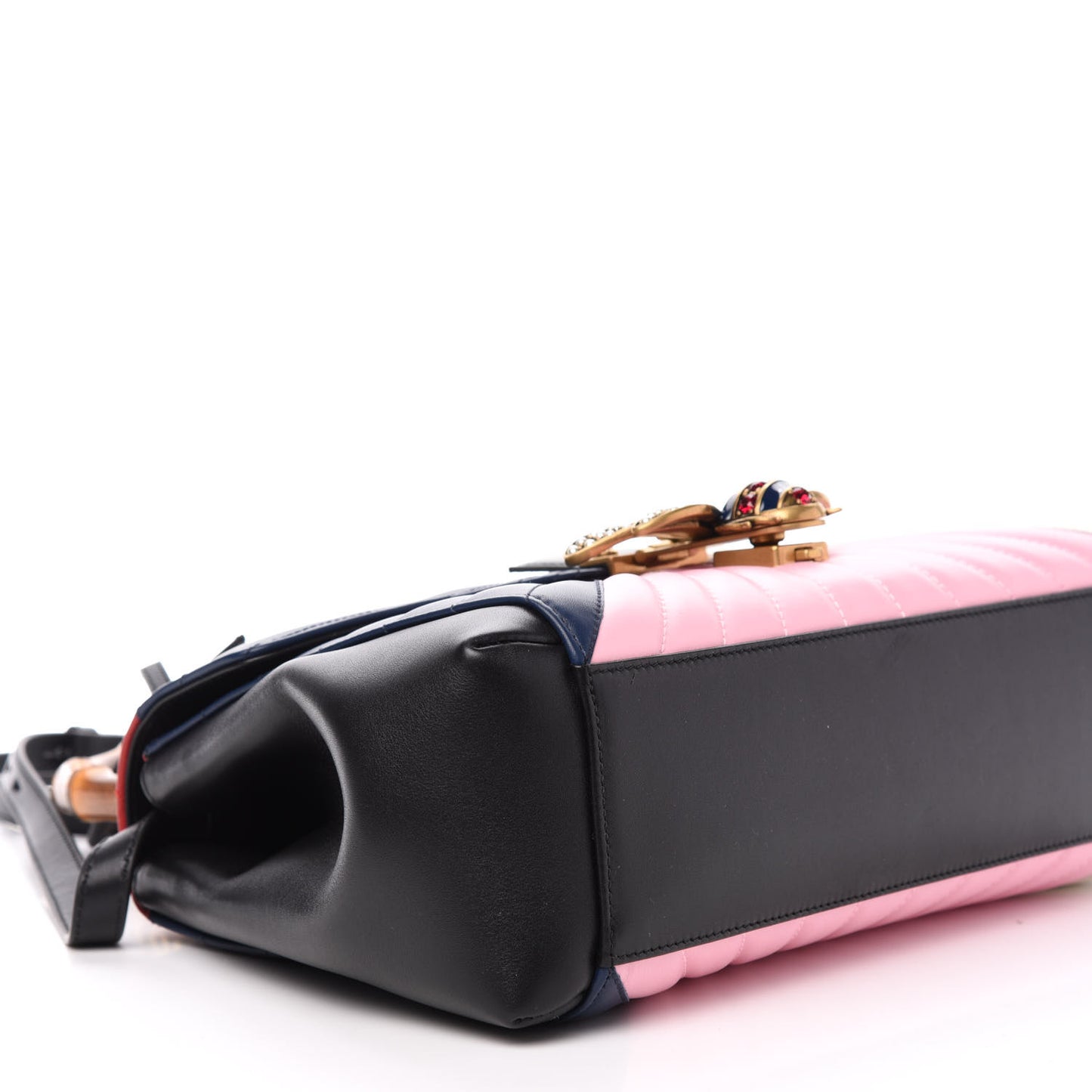 Calfskin Bamboo Trapuntata Queen Margaret Top Handle Bag Blue Agata Hibiscus Red Mystic White Sugar Pink