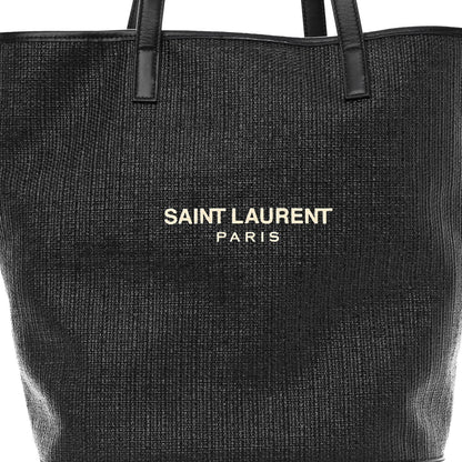 Saint Laurent Linen Canvas Teddy Shopping Bag Black 9 of 11