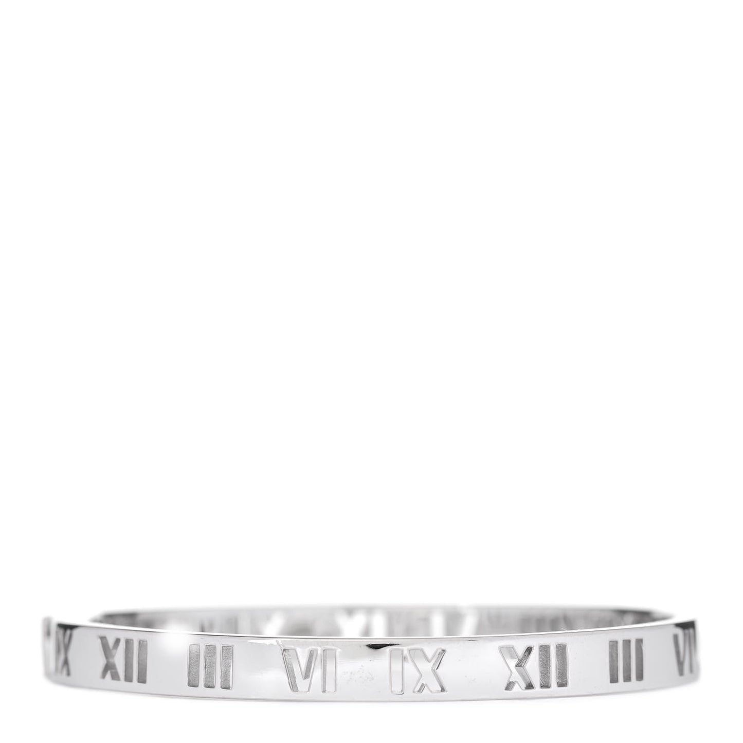 18K White Gold Diamond Atlas Pierced Hinged Bangle Bracelet