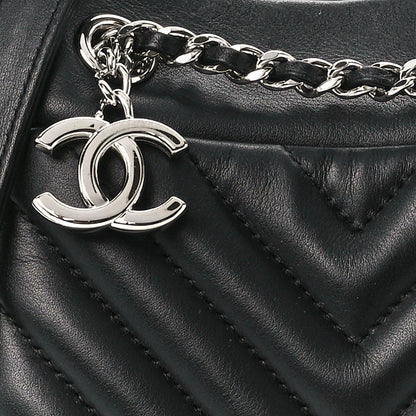 Chanel Lambskin Chevron Small Urban Spirit Drawstring Bag Black 8 of 12