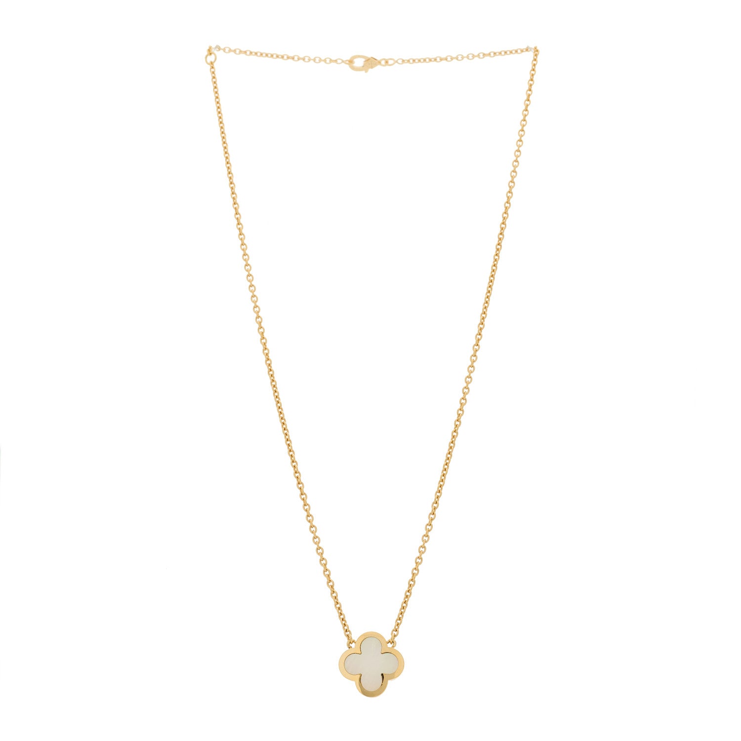 Van Cleef & Arpels 18K Yellow Gold Mother of Pearl Pure Alhambra Pendant Necklace 3 of 6