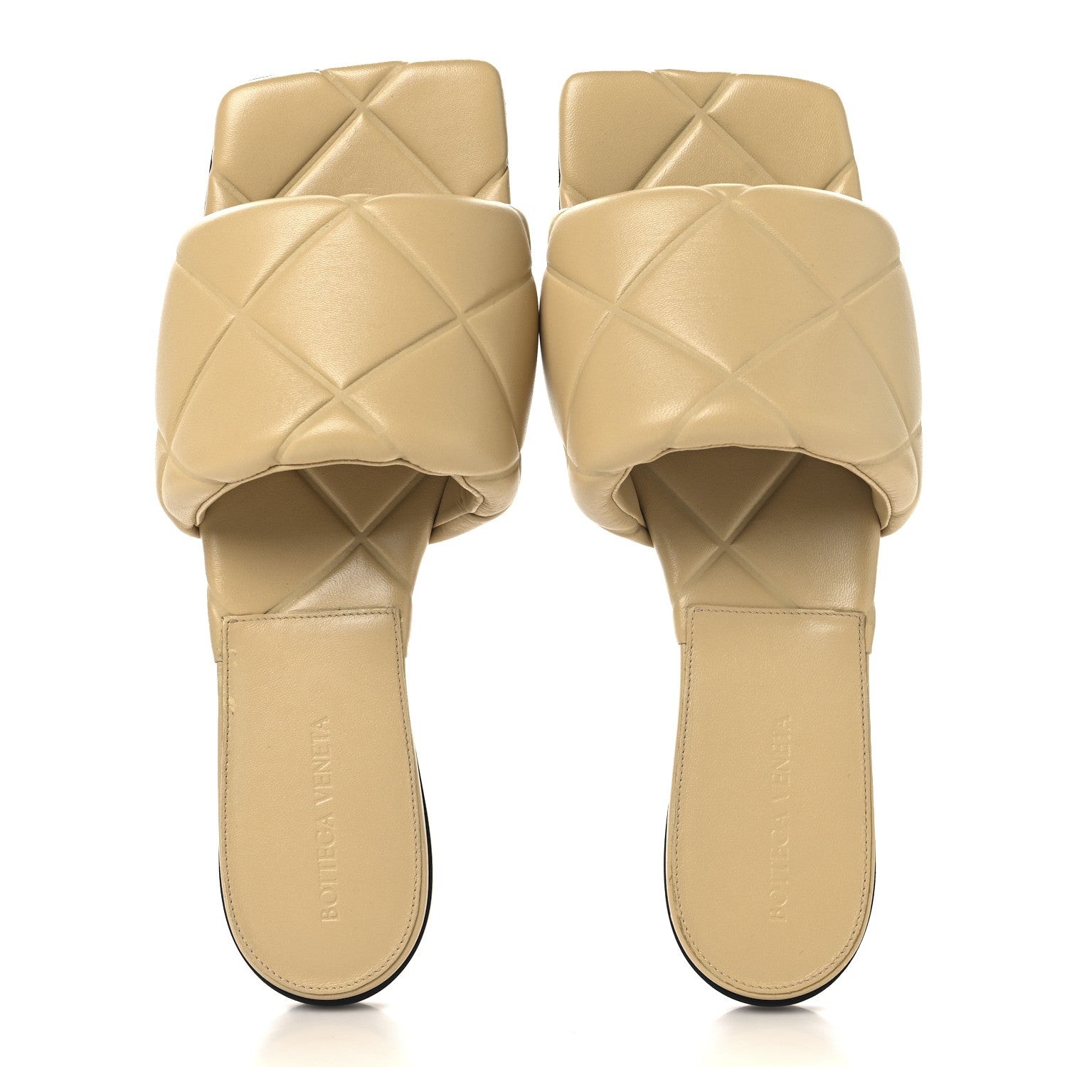 Bottega Veneta Nappa Quilted Rubber Lido Flat Sandals 39.5 Cane Sugar 2 of 9