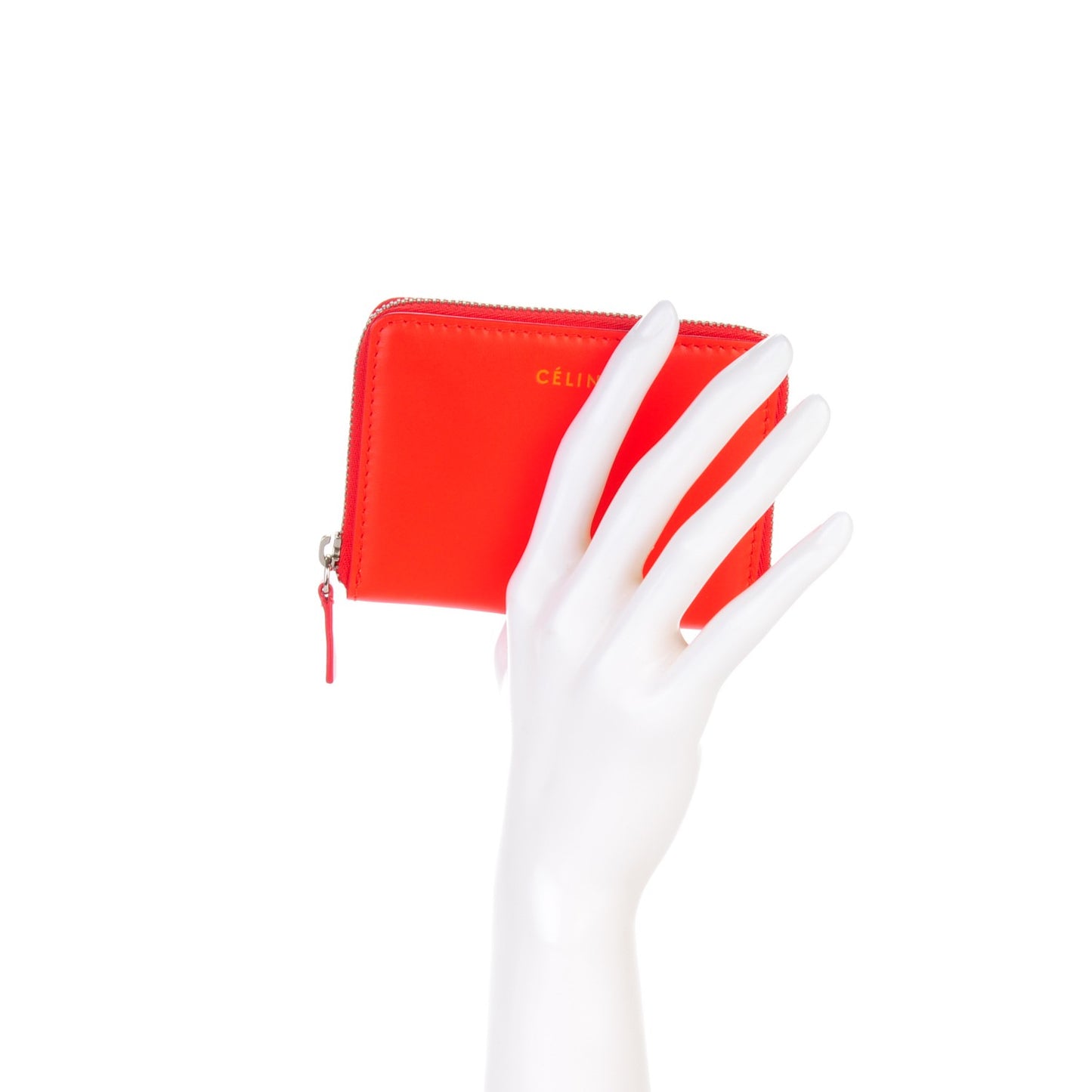 Calfskin Zip Around Card Holder Wallet Poppy