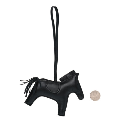 Hermes Milo Lambskin Grigri Rodeo Horse Bag Charm MM So Black 2 of 3