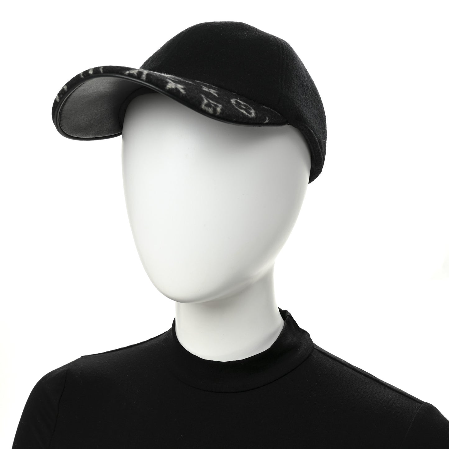Wool Silk Monogram Endless Cap L Black