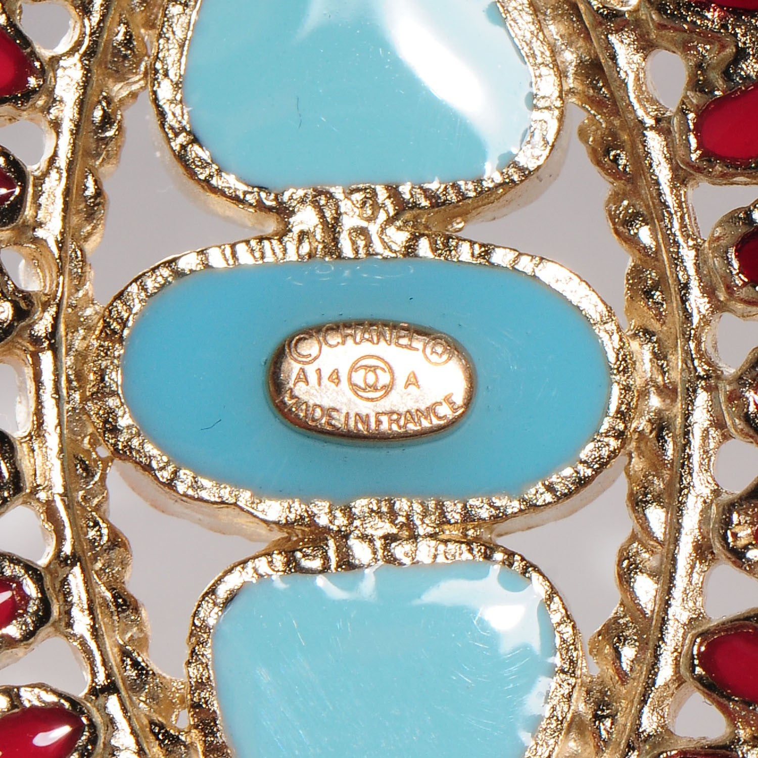 Chanel Turquoise Stone Oval Brooch 4 of 5