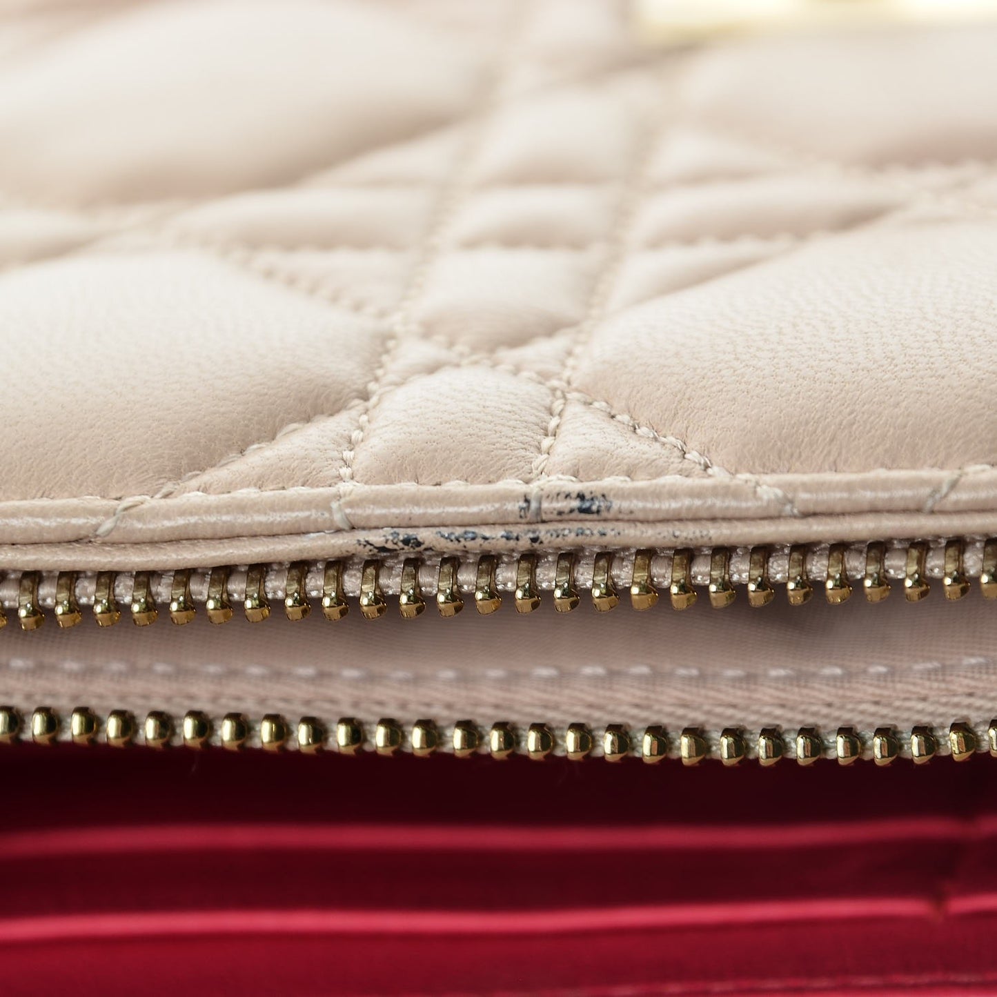 Lambskin Cannage Miss Dior Promenade Pouch Beige