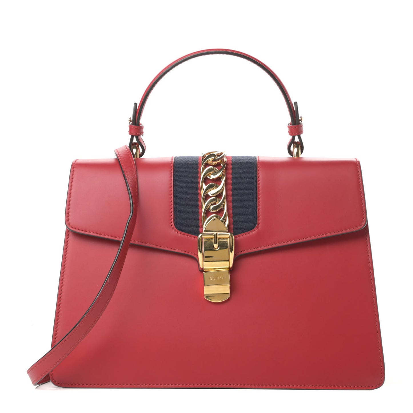 Calfskin Medium Sylvie Top Handle Bag Hibiscus Red