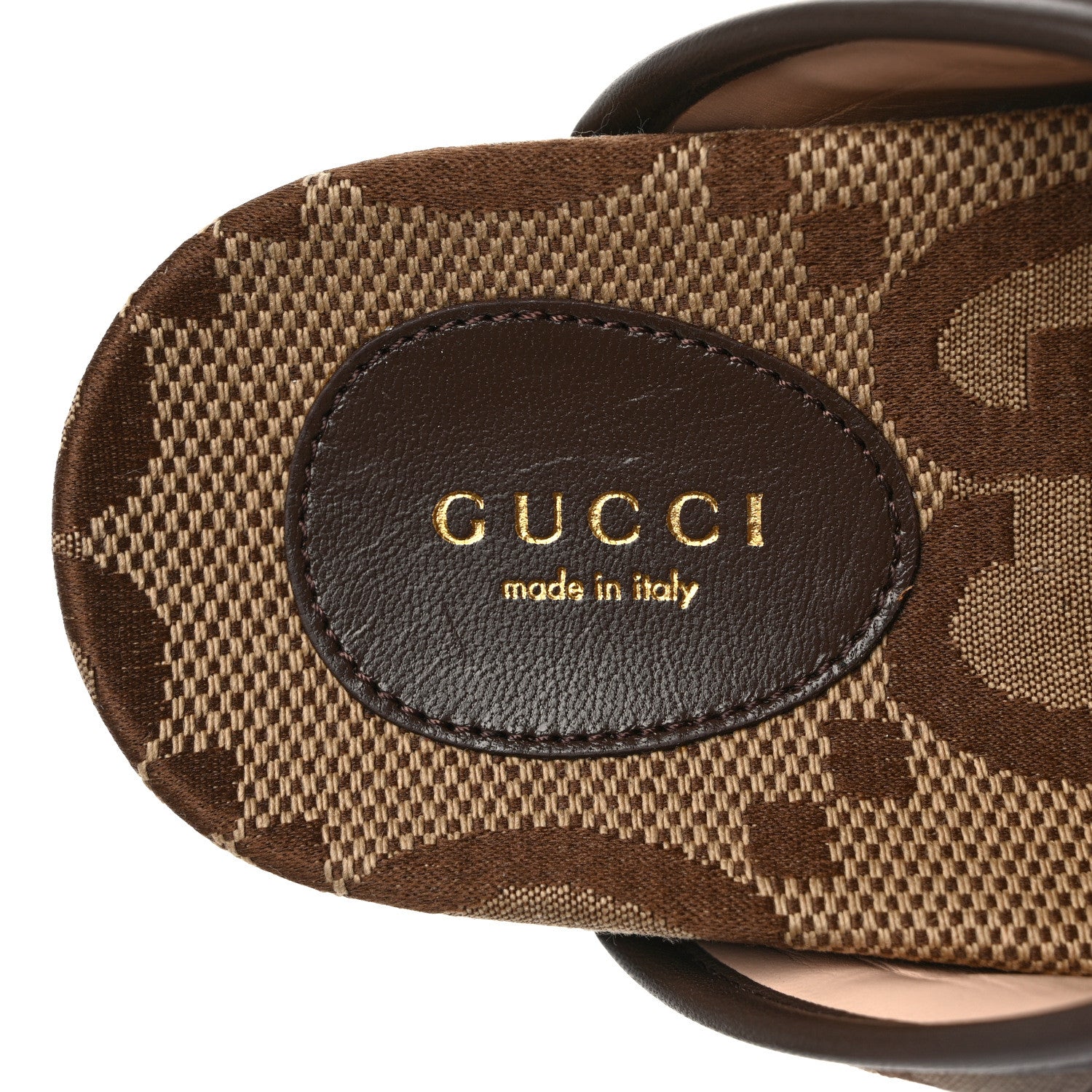 Gucci Monogram Jumbo GG Nappa Samoa Platform 40mm Slide Sandals 36 Camel Ebony New Acero 7 of 8