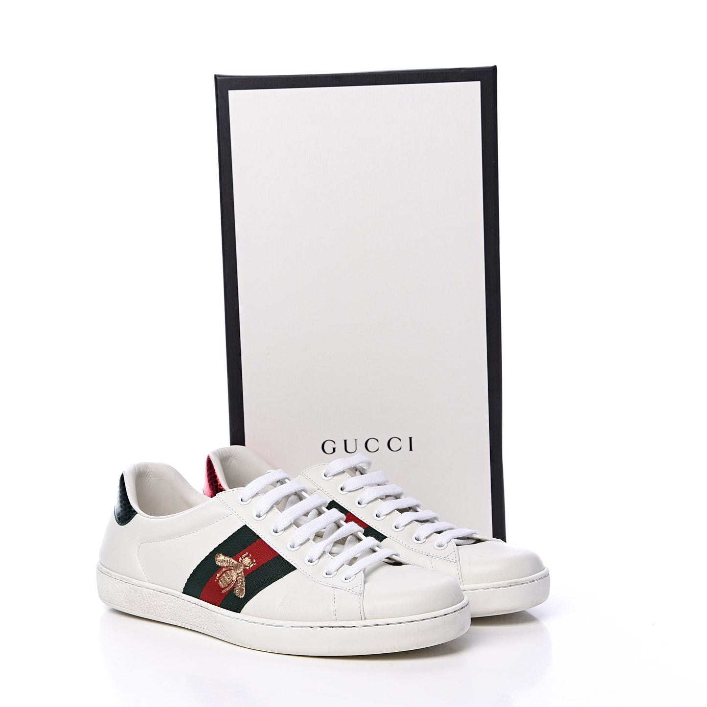 Miro Soft Calfskin Laminated Ayers Web Bee Embroidered Mens Ace Sneakers 8 White Red Flame Green