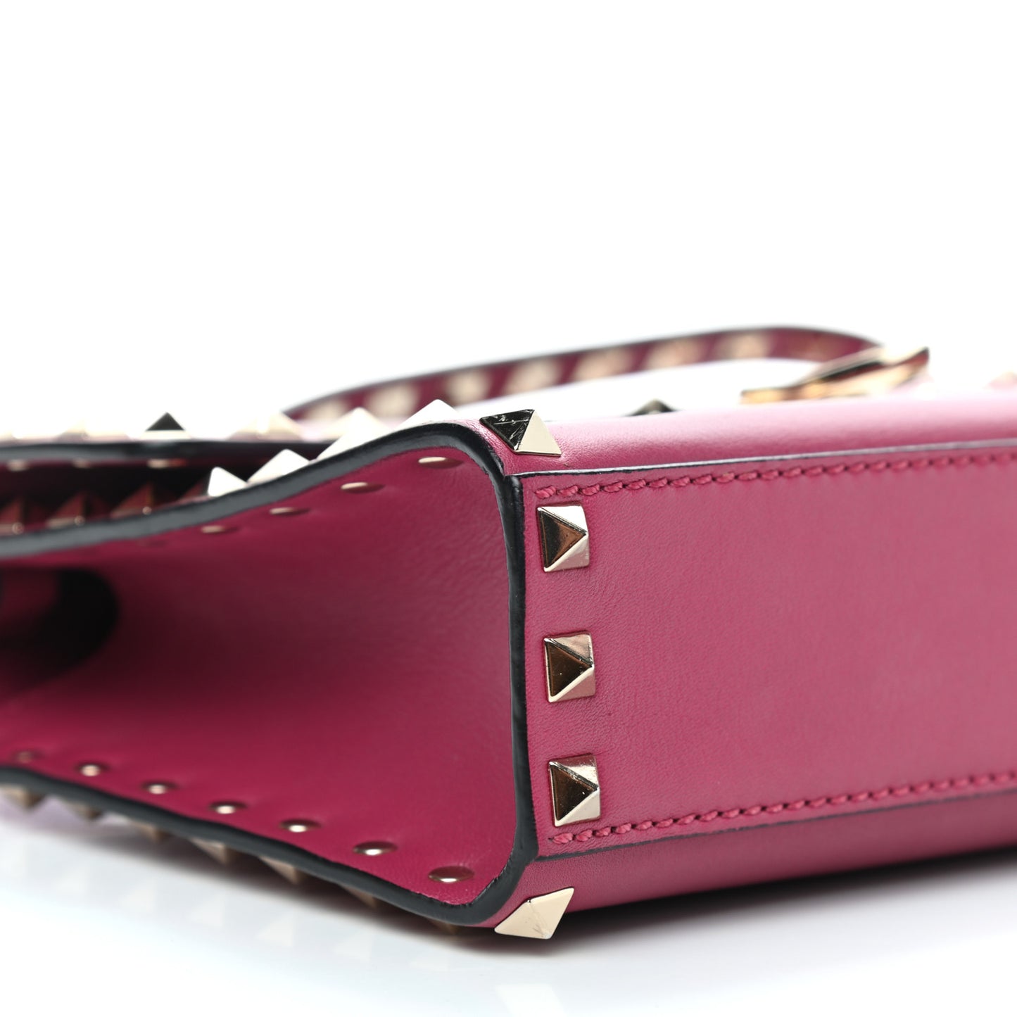 Vitello Medium Rockstud Flip Lock Crossbody Bag Deep Cyclamin