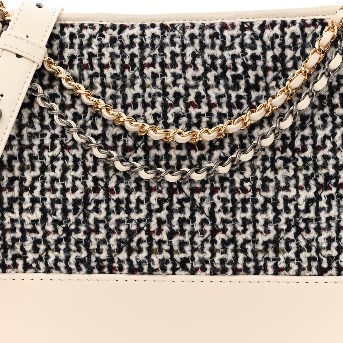 Tweed Calfskin Medium Gabrielle Hobo Ivory Multicolor